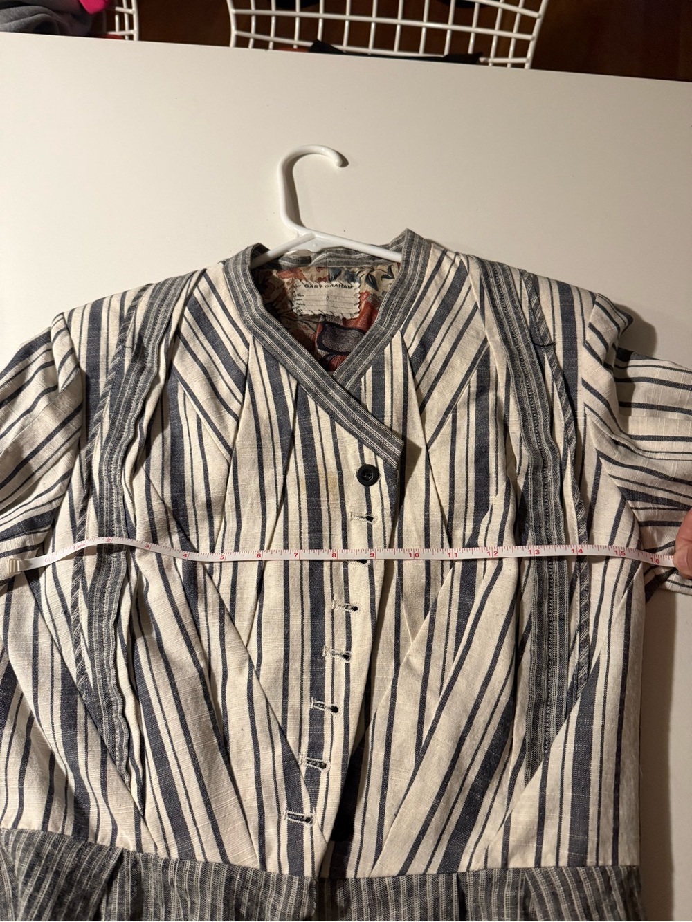 Gary Graham fem/punk Striped Button-Up tailored jacket with Floral lining - Picture 14 of 14